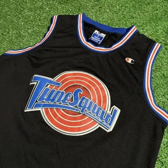 Vintage 90s Tune Squad Champion Jersey Daffy Duck 2 Space Jam Black Medium - Picture 2 of 8